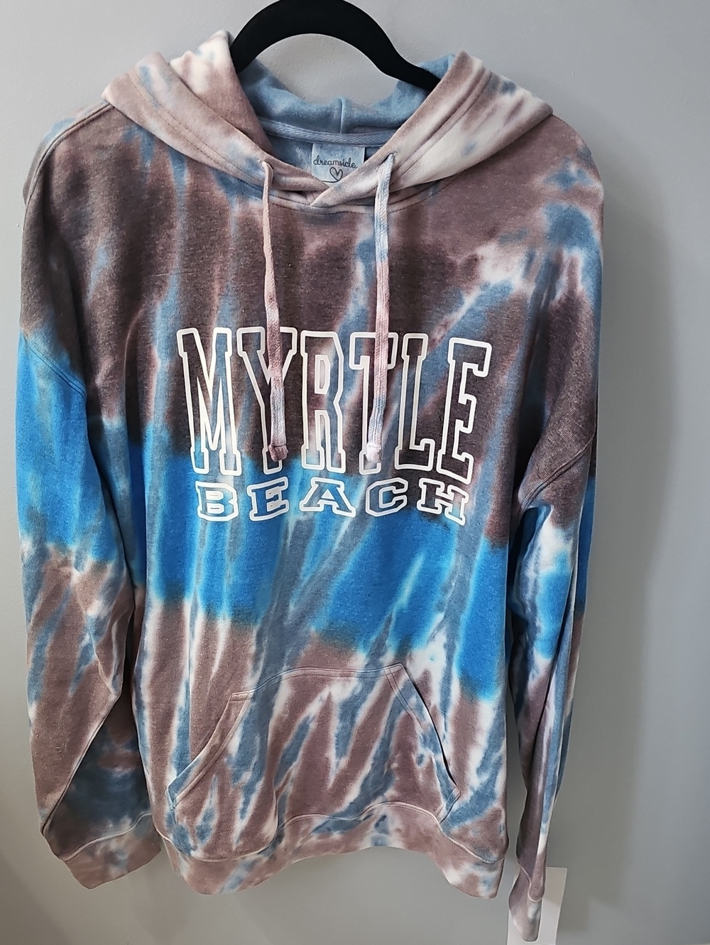XL Myrtle Beach Tie-Dye Hoodie - Blue & Brown Extra Large